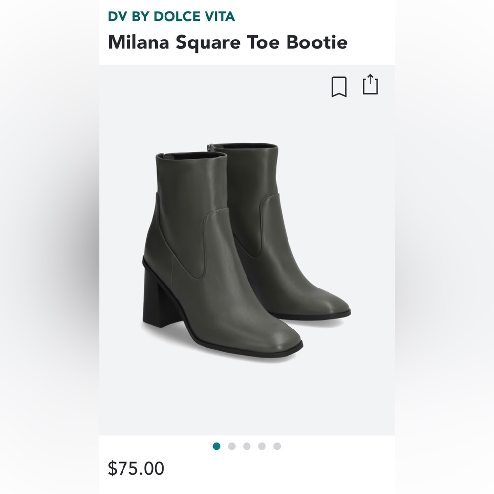 DV by Dolce Vita Milana Square Toe Bootie Sz 10 Dark Grey Never Worn